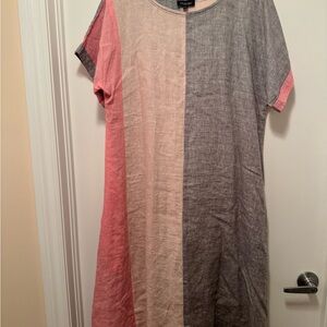 Pink and Gray Midi Dress